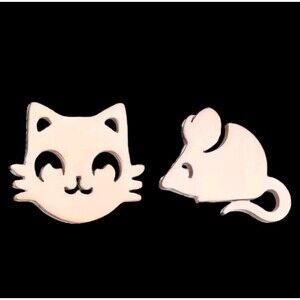 Cat & Mouse Hypoallergenic Stainless Steel Rose Gold Stud Earrings Jewelry